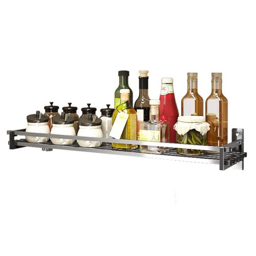  Royarebar Bowl Rack Sauce Rack, Punch Free, Stainless Steel, Kitchen Shelves, Seasoning On The Wall, Seasoning, Storage Shelf Kitchen Countertop Organizer (Color : Silver, Size : 50CM long)