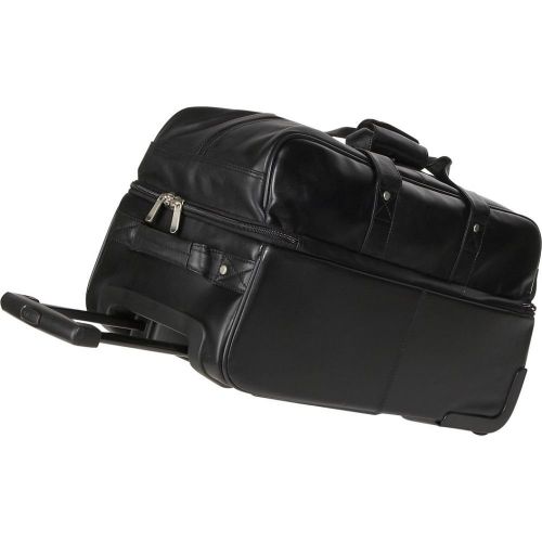  Royce Leather Luxury Rolling Trolley Duffel Bag Luggage Handmade in Leather, Black One Size