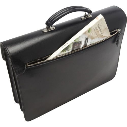  Royce Leather Luxury Double Gusset Briefcase Handcrafted in Saffiano Leather, Black