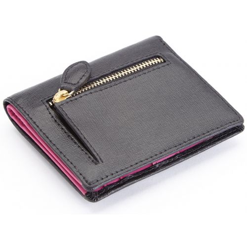  Royce Leather RFID Blocking Mini Bow Wallet in Saffiano Leather, Black