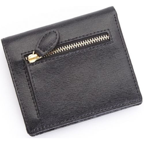  Royce Leather RFID Blocking Mini Bow Wallet in Saffiano Leather, Black