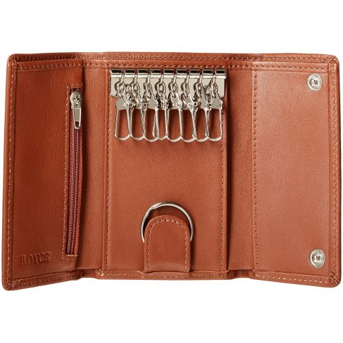  Royce Leather Trifold Key Case Organizer Wallet in Leather, Tan
