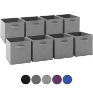 Royexe - Storage Cubes - (Set of 8) Storage Baskets | Features Dual Handles | Cube Storage Bins | Foldable Fabric Closet Shelf Organizer | Drawer Organizers and Storage (Light Grey