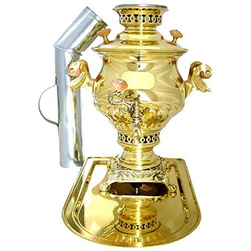  RuPost Steel Coal & Wood Samovar Camp Stove Tea Kettle 2.5L, in set Samovar from Russia