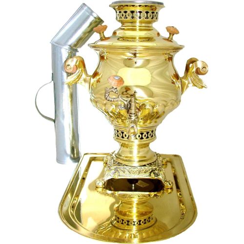  RuPost Steel Coal & Wood Samovar Camp Stove Tea Kettle 2.5L, in set Samovar from Russia