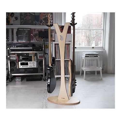  Ruach GS-2 Dual Bass, Acoustic and Electric Wooden Guitar Stand - Birch