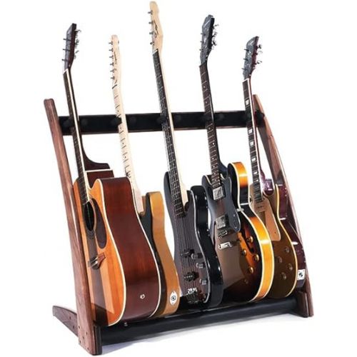  GR-2 Curve Customisable 5 Way Guitar Rack and Holder for Guitars and Cases - Walnut