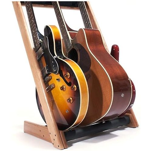  GR-3 Customisable 3 Way Multi Guitar Rack and Holder for Guitars and Cases - Cherry