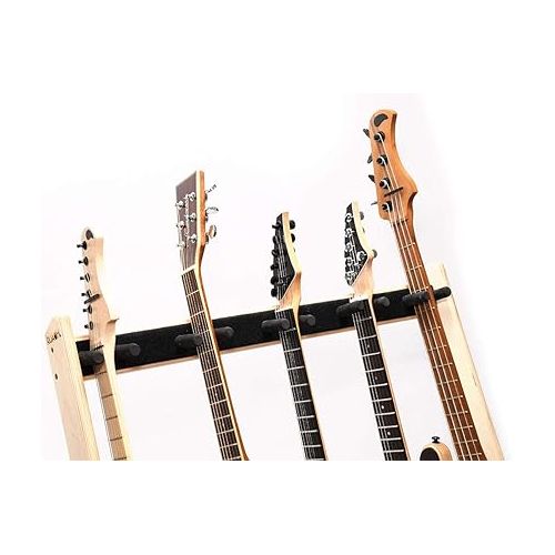  GR-2 Customisable 5 Way Multi Guitar Rack and Holder for Guitars and Cases - Birch