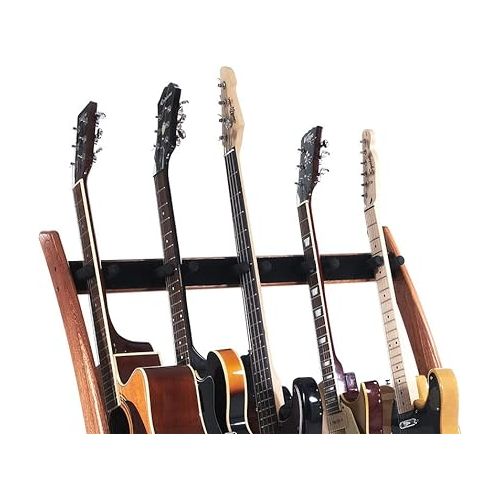  GR-2 Curve Customisable 5 Way Guitar Rack and Holder for Guitars and Cases - Mahogany