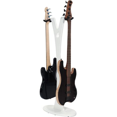  GS-2 Dual Bass, Acoustic and Electric Wooden Guitar Stand - White