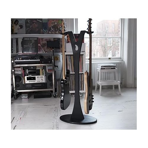  GS-2 Dual Bass, Acoustic and Electric Wooden Guitar Stand - Black