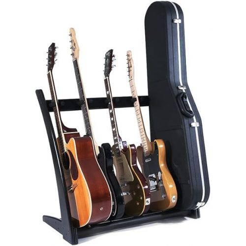  GR-2 Curve Customisable 5 Way Guitar Rack and Holder for Guitars and Cases - Black