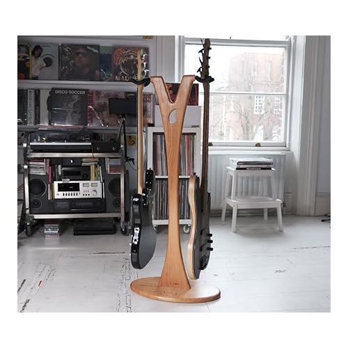  GS-2 Dual Bass, Acoustic and Electric Wooden Guitar Stand - Cherry