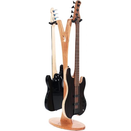  GS-2 Dual Bass, Acoustic and Electric Wooden Guitar Stand - Cherry