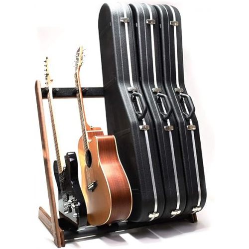  GR-2 Customisable 5 Way Multi Guitar Rack and Holder for Guitars and Cases - Walnut