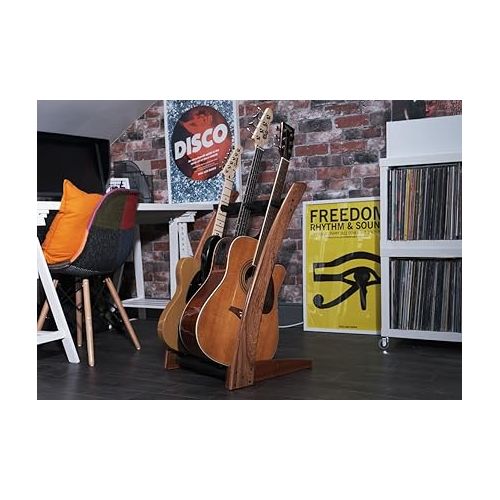  GR3 Curve 3 Way Customisable Guitar Rack for Guitars and Cases - Mahogany, 530x835x500mm