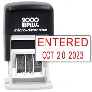 Rubber Stamp Creation Cosco 2000 Plus Self-Inking Rubber Date Office Stamp with Entered Phrase & Date - RED Ink (Micro-Dater 160), 12-Year Band