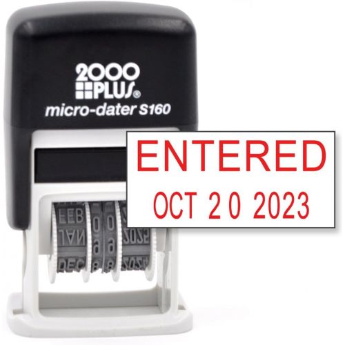  Rubber Stamp Creation Cosco 2000 Plus Self-Inking Rubber Date Office Stamp with Entered Phrase & Date - RED Ink (Micro-Dater 160), 12-Year Band