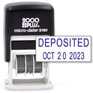 Rubber Stamp Creation Cosco 2000 Plus Self-Inking Rubber Date Office Stamp with DEPOSITED Phrase & Date - Blue Ink (Micro-Dater 160), 12-Year Band