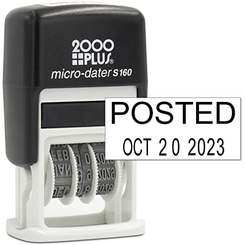  Rubber Stamp Creation Cosco 2000 Plus Self-Inking Rubber Date Office Stamp with Posted Phrase & Date - Black Ink (Micro-Dater 160), 12-Year Band