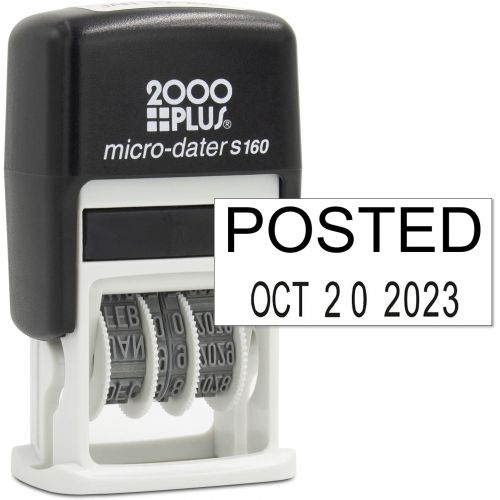  Rubber Stamp Creation Cosco 2000 Plus Self-Inking Rubber Date Office Stamp with Posted Phrase & Date - Black Ink (Micro-Dater 160), 12-Year Band