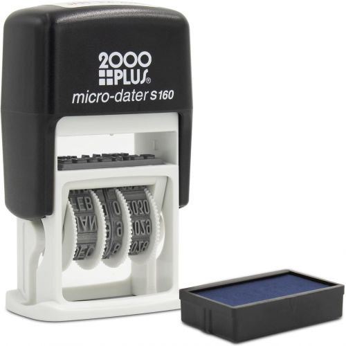  Rubber Stamp Creation Cosco 2000 Plus Self-Inking Rubber Date Office Stamp with Posted Phrase & Date - Blue Ink (Micro-Dater 160), 12-Year Band