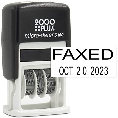  Rubber Stamp Creation Cosco 2000 Plus Self-Inking Rubber Date Office Stamp with FAXED Phrase & Date - Black Ink (Micro-Dater 160), 12-Year Band