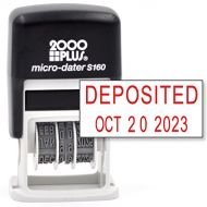 Rubber Stamp Creation Cosco 2000 Plus Self-Inking Rubber Date Office Stamp with DEPOSITED Phrase & Date - RED Ink (Micro-Dater 160), 12-Year Band