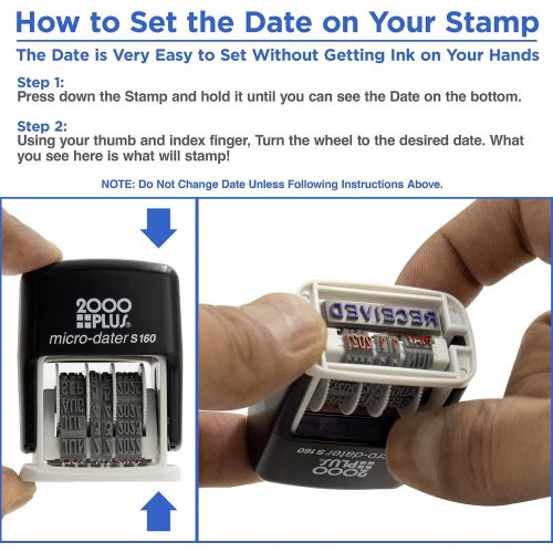  Rubber Stamp Creation Cosco 2000 Plus Self-Inking Rubber Date Office Stamp with FAXED Phrase & Date - Blue Ink (Micro-Dater 160), 12-Year Band