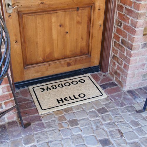  Rubber-Cal Hello, Welcome Goodbye Doormat - 18 x 30 inches - Funny Door Mat