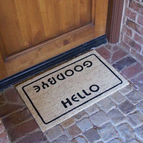  Rubber-Cal Hello, Welcome Goodbye Doormat - 18 x 30 inches - Funny Door Mat