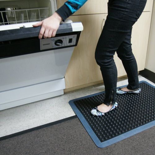  Rubber-Cal Bubble-Top Anti-Fatigue Matting - 5/8 x 3ft x 4ft - Black Rubber Mats - Black Borders