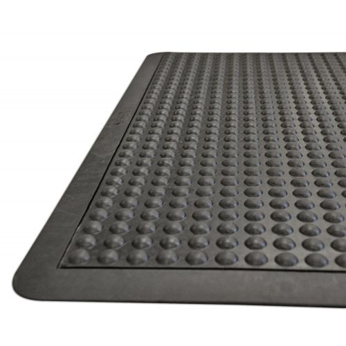  Rubber-Cal Bubble-Top Anti-Fatigue Matting - 5/8 x 3ft x 4ft - Black Rubber Mats - Black Borders