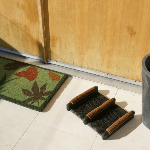  Rubber-Cal 2 French Provincial Coir Front Doormats and 1 Boot Scraper