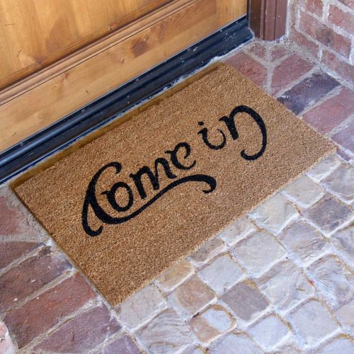  Rubber-Cal Come In Welcome Door Mat - 18 x 30 inches - Coir Door Mat