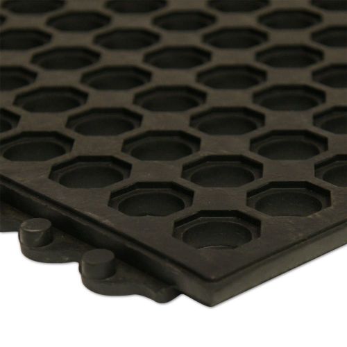  Rubber-Cal 03_126_INT_WBKDura-Chef Interlock Anti-Fatigue Rubber Matting, 5/8 x 36 x 36, Black