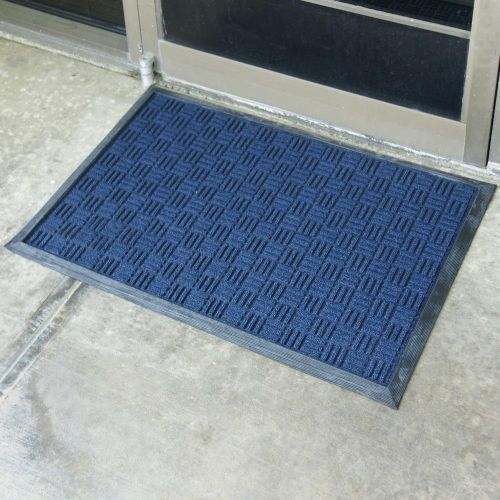  Rubber-Cal Wellington Rubber Backed Carpet Mat - 2 x 3 feet - Blue Entrance Door Mat