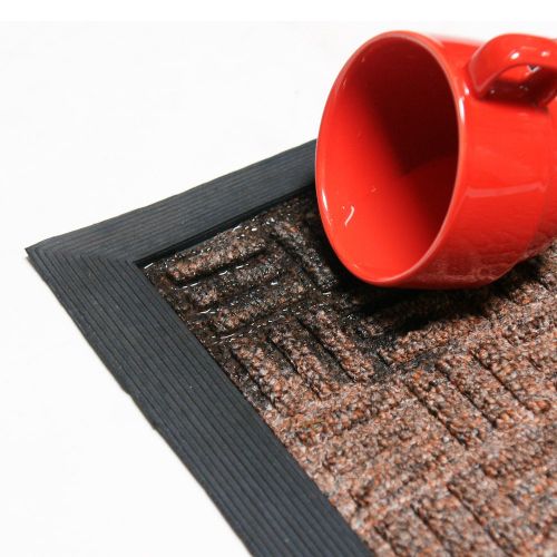  Rubber-Cal Wellington Carpet Doormat - 16 x 24 inches - Brown Polypropylene Mat