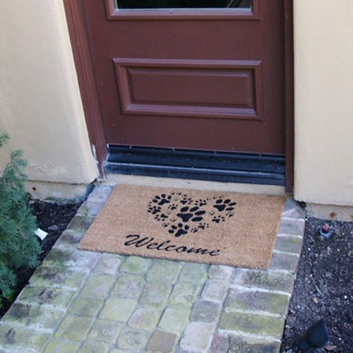  Rubber-Cal Heart-Shaped Paws Welcome Mat - 18 x 30 inches - Paw Mat