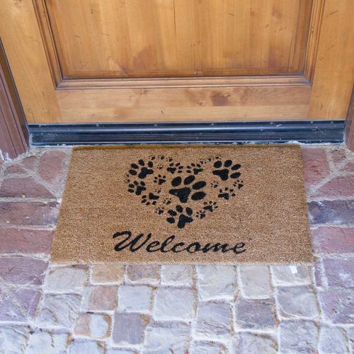  Rubber-Cal Heart-Shaped Paws Welcome Mat - 18 x 30 inches - Paw Mat