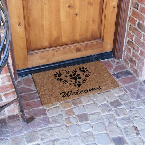  Rubber-Cal Heart-Shaped Paws Welcome Mat - 18 x 30 inches - Paw Mat