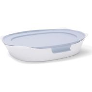 Rubbermaid Glass Baking Dish for Oven, Casserole Dish Bakeware, DuraLite 2.5-Quart, White (with Lid)