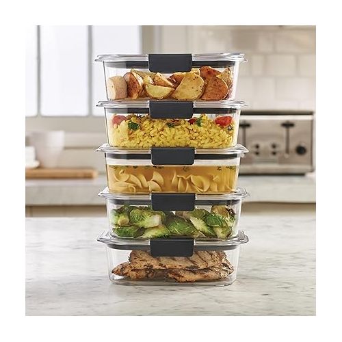  Rubbermaid Brilliance Food Storage Containers, BPA Free, Airtight Lids, Ideal for Lunch, Meal Prep & Leftovers, Set of 5 (3.2 Cup)