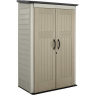 Rubbermaid Outdoor Small Vertical Resin Storage Shed, 5x2 Feet, Brown, Weather Resistant Utility Shed with Lock for Storage for Lawn Accessories/Power Tools/Outdoor Toys/Hose