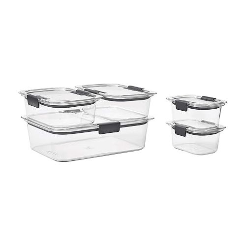  Rubbermaid Brilliance Leak-Proof Food Storage Containers with Airtight Lids, Clear