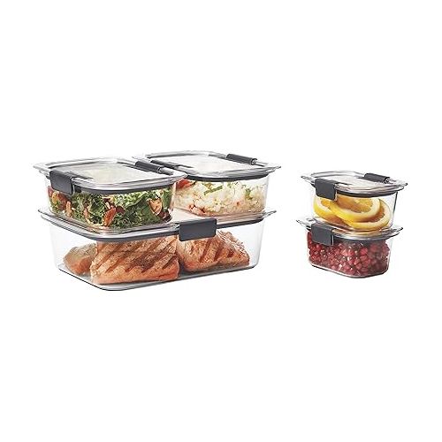  Rubbermaid Brilliance Leak-Proof Food Storage Containers with Airtight Lids, Clear