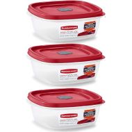 Rubbermaid Easy Find Lid Square 5-Cup Food Storage Container (Pack of 3), Red (Vented)