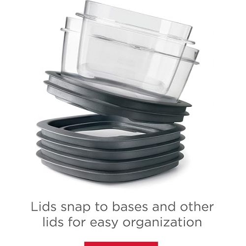  Rubbermaid 28-Piece Clear/Grey Food Storage Containers, Premium Snap Bases, and Various Size Lids, Perfect for Meal Prep, Leftovers, and Dishwasher Safe