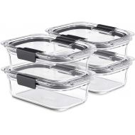 Rubbermaid Brilliance Glass Storage 3.2-Cup Food Containers with Lids, BPA Free and Leak Proof, Medium, Clear, Pack of 4